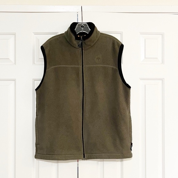 Timberland Army Green Full Zip Polartec Fleece Vest with Pockets. Men's Medium - Picture 7 of 15